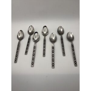 Vtg EKCO Eterna Montalo Set of 7  Teaspoons Taiwan Stainless Steel MCM 6 1/4"